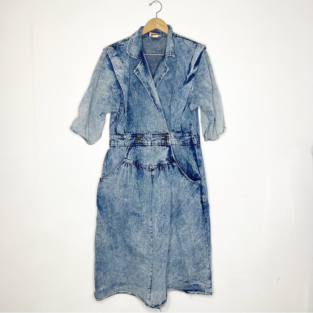 DR2 Vintage 80's Denim Jean Wrap Dress Size 16.5